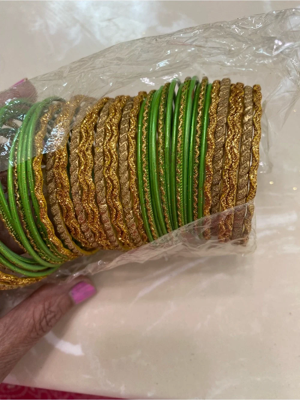 Stanley Gold and Green Stackable Women's Bangles x 48